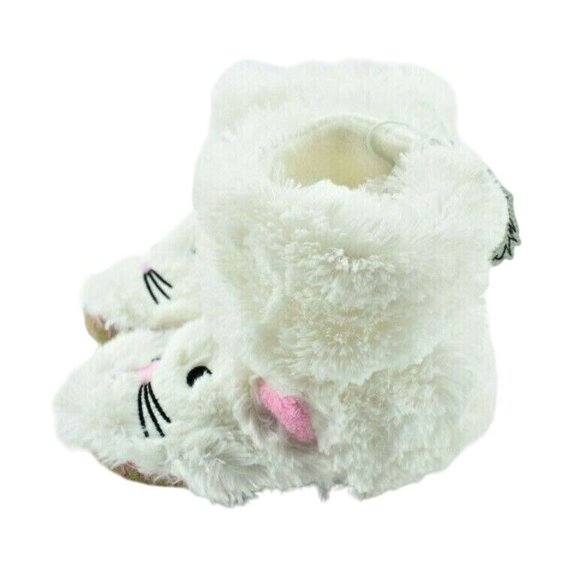 Little Blue House Kids Medium 8 to 10 New White Cat Cozy Slouch Slippers - Picture 4 of 5